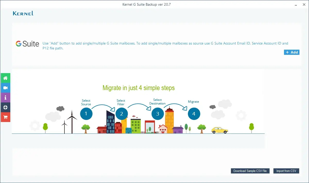 screenshot of Kernel G Suite Backup Tool